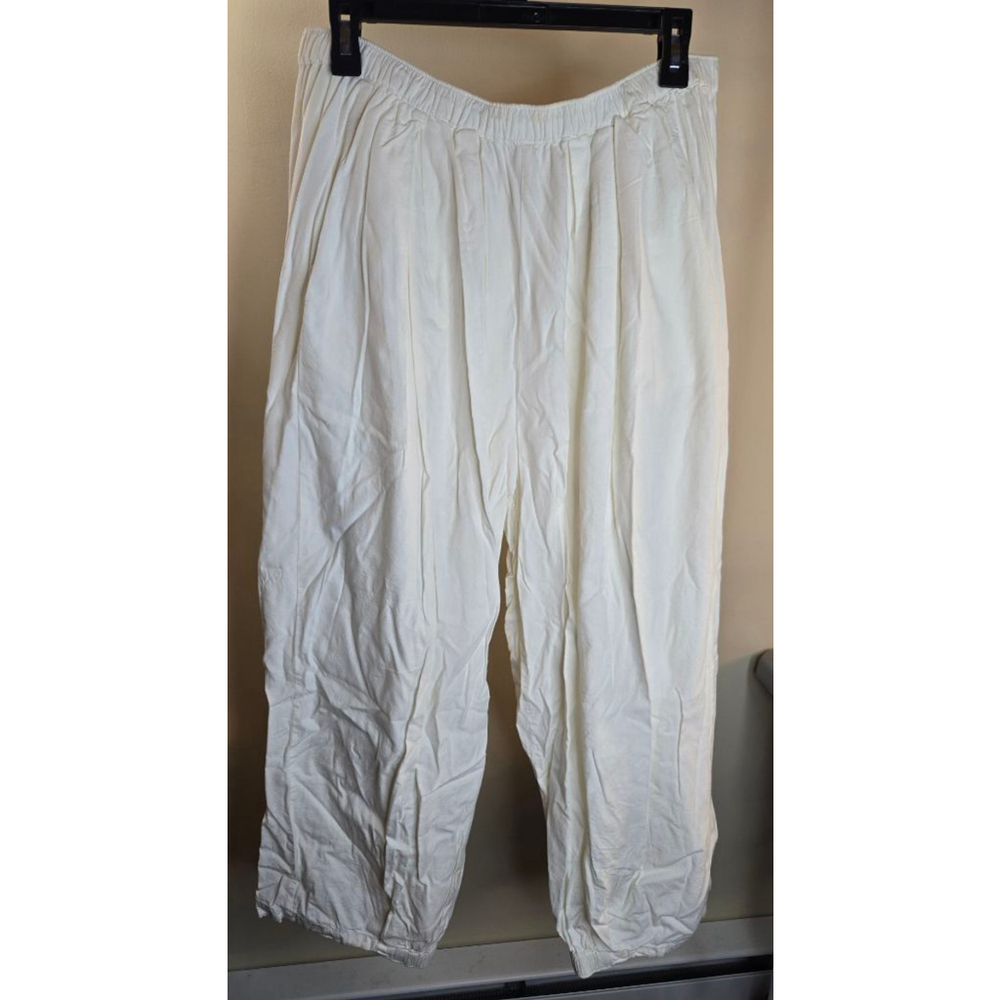 Free People Beige Elastic Waist Capri Pants Womens Size L